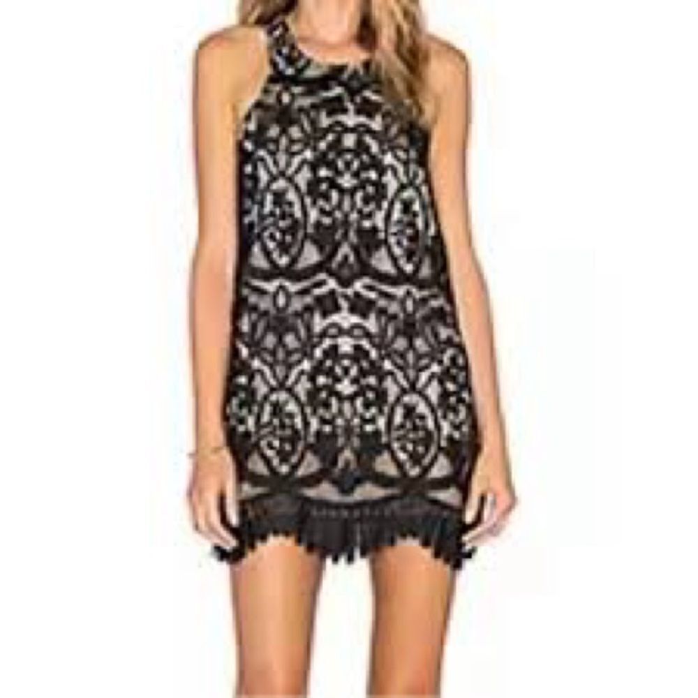 Lovers & Friends Black Lace Caspian Shift Dress